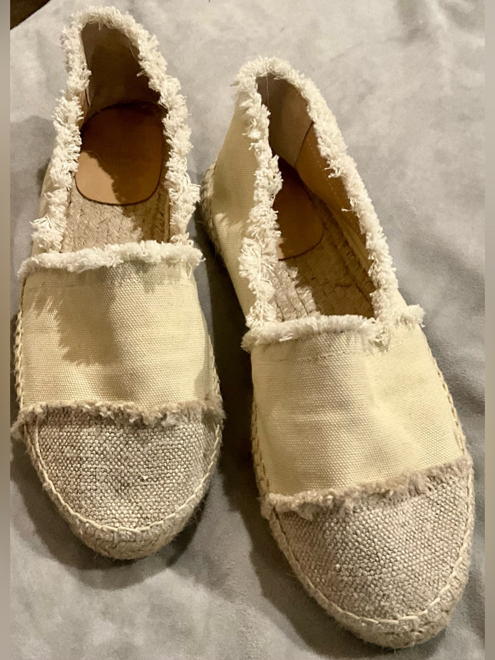 Caytaner Cream Frayed Espadrille Slip-On Flats size 38.